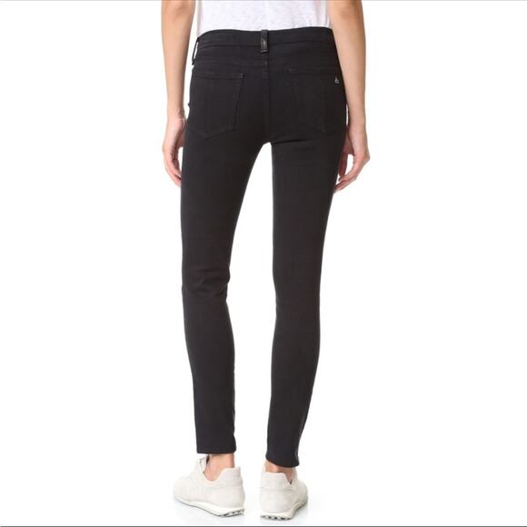 RAG & BONE Lamb Leather Hyde Front Skinny Black Jeans W1620K5 Denim COAL 29 - Picture 3 of 15